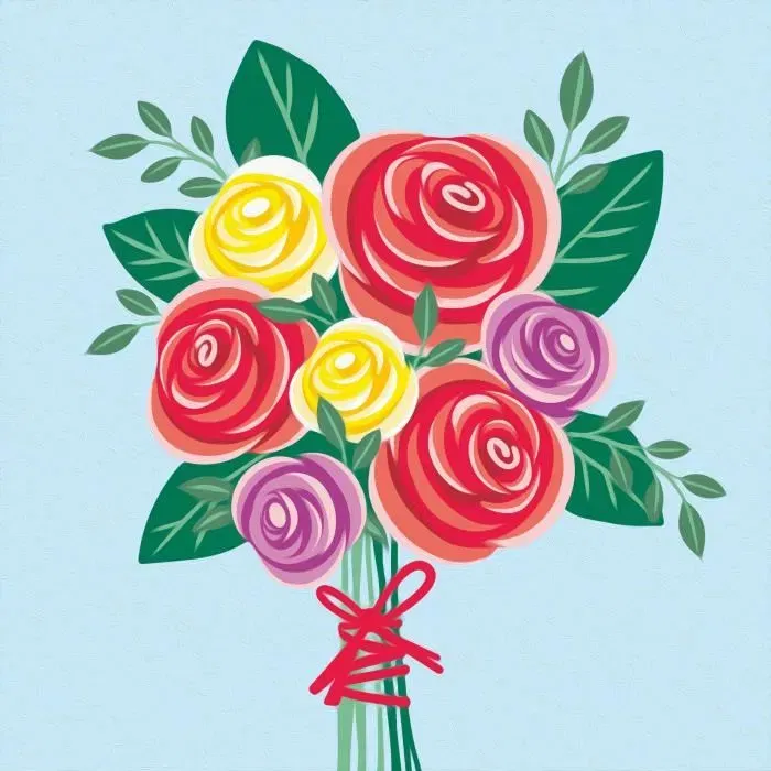 Ravensburger CreArt 25520 - Peinture par numéros adulte, Bouquet de roses, 20x20 cm, Loisir créatif, Dès 12 ans