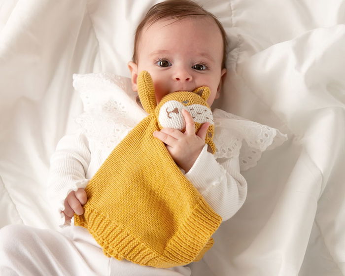 KioKids Doudou Tigre Algodón Collection Cotton Friends - Peluche Écologique en Coton pour Bébé à Partir de 2 Mois - Coloris Moutarde