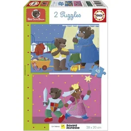 Educa - Puzzle 48 Pièces Petit Ours Brun - Ensemble de 2 Puzzles pour Enfants Dès 4 Ans - 28 x 20 cm