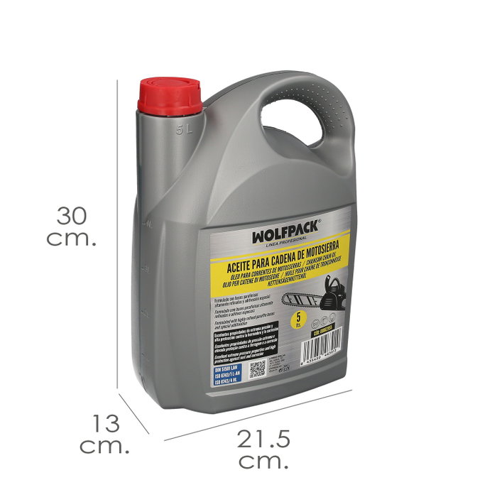 WOLFPACK LINEA PROFESIONAL Huile pour chaînes et guides de tronçonneuse 5 Litres WOLFPACK LINEA PROFESIONAL Huile pour chaînes et guides de tronçonneuse 5 Litres