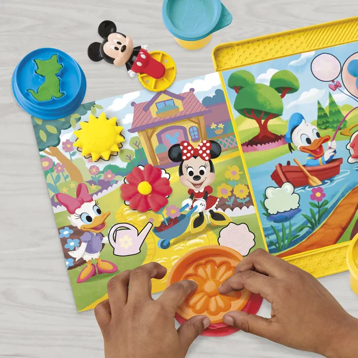 Play-Doh Coffret de Pâte à Modeler Portatif Crée une Histoire Disney Junior Mickey & Minnie - Loisirs Créatifs Enfant dès 2 Ans