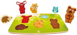 Hape - Puzzle tactile Animaux de la forêt 29,4 x 20,8 x 2,6 cm - Modèles assortis - Jeu éducatif bois 12 mois+