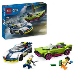 LEGO City 60415, Set de Construction avec Voiture de Police et Super Voiture, Jeu de Minifigurines Policier et Cambrioleur, Cadeau Enfant Dès 6 Ans