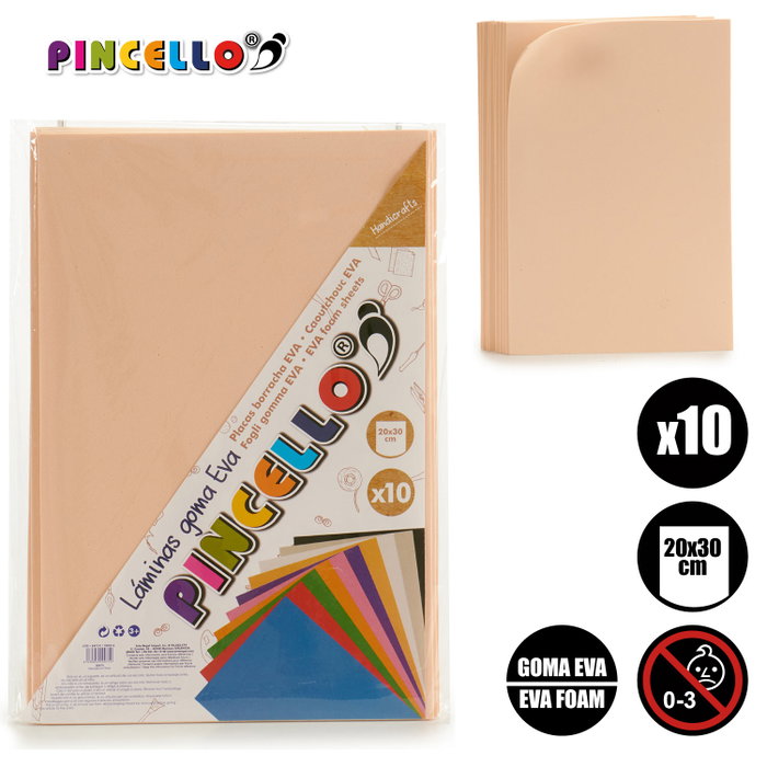 Pincello Lot de 10 Feuilles Gommettes Eva Couleur Chair 20 x 30 cm (Set de 24) Pincello Lot de 10 Feuilles Gommettes Eva Couleur Chair 20 x 30 cm (Set de 24)