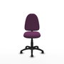 Chaise de bureau Aýna avec mécanisme de contact permanent de base, rembourrée en simili cuir violet. Équipée d'une base en polyamide noir, sans accoudoirs et avec roulettes pour parquet.