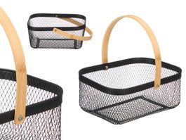 KINVARA Cesta rectangulaire noire avec anses en bambou