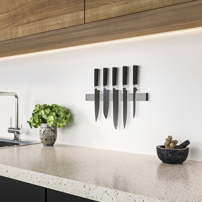 Emuca Barre magnétique pour couteaux de cuisine, Acier inoxydable Emuca Barre magnétique pour couteaux de cuisine, Acier inoxydable