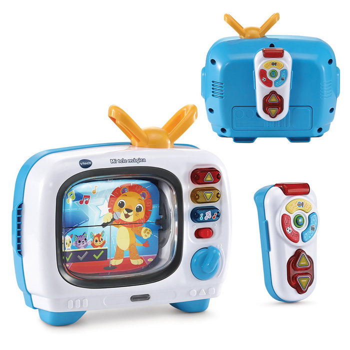 V-Tech Ma Télé Magique - Jouet éducatif interactif avec télécommande lumineuse (Espagnol/Anglais) et écran illustré sans piles - Pour enfants 12 mois et plus - Réf. 803-578722