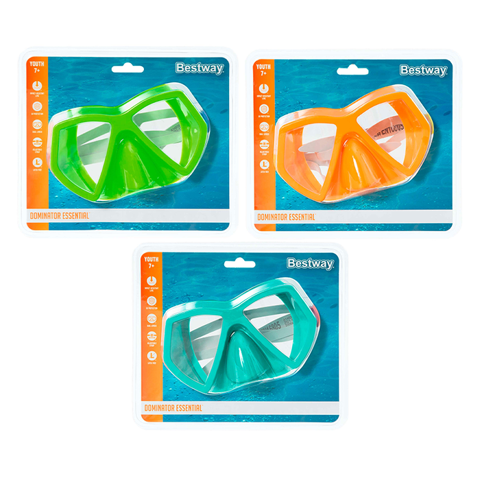 Bestway 22059 Masque de Natation Junior avec Corréa Anatomique, Couleur Assortie, 7+ Ans, Plage et Piscine