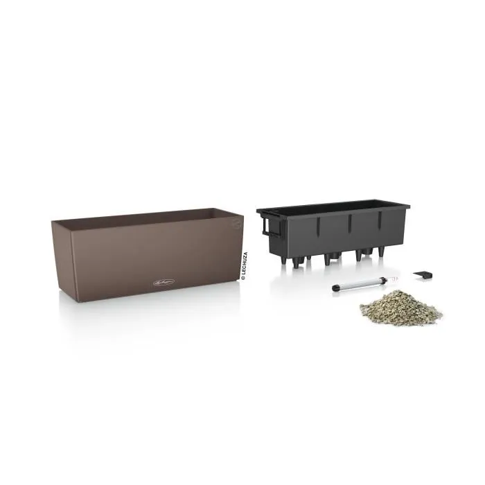 Lechuza Balconnière Balconera 50 - Jardinière muraille 50x19 cm en polypropylène - Marron - Intérieur et extérieur - Résistante aux UV et incassable avec système de drainage