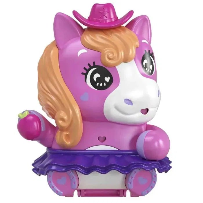 Polly Pocket - Coffret Poney Rodéo JCR39, Jouet de Voyage avec Poney Rose, Mini-Figurine et Accessoires, Pour Enfants dès 3 ans