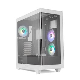 Nox Hummer Ether Boîtier PC Gaming Midi Tower ATX Noir et Blanc, Panneau en Verre Trempé Courbé, USB-C