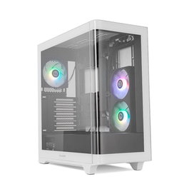 Nox Hummer Ether Boîtier PC Gaming Midi Tower ATX Noir et Blanc, Panneau en Verre Trempé Courbé, USB-C