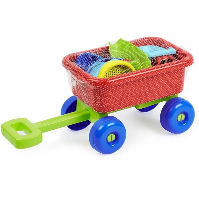 Ecoiffier 529 - Chariot de plage garni avec seau, tamis, arrosoir, doublette, 2 moules et petit véhicule - Jeux plein air enfants Ecoiffier 529 - Chariot de plage garni avec seau, tamis, arrosoir, doublette, 2 moules et petit véhicule - Jeux plein air enfants