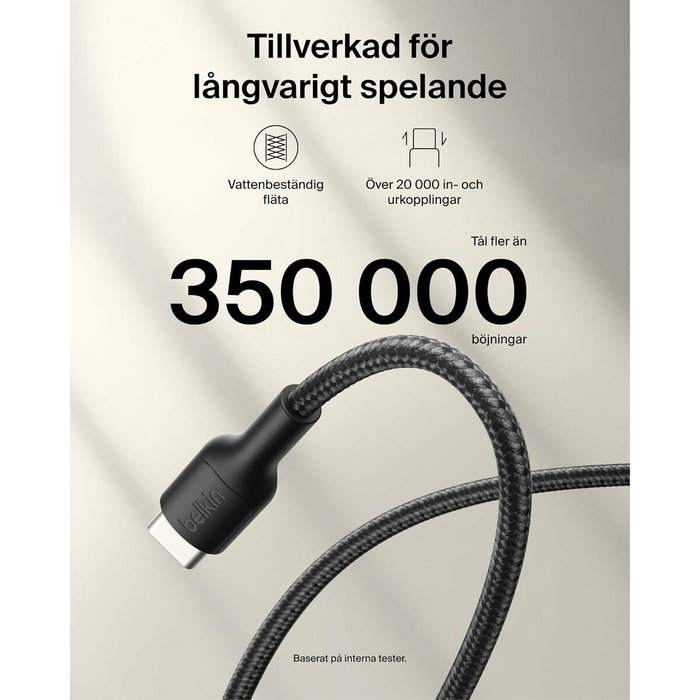 Belkin Câble USB-C vers USB-C Gaming 60 W Noir 2 m
