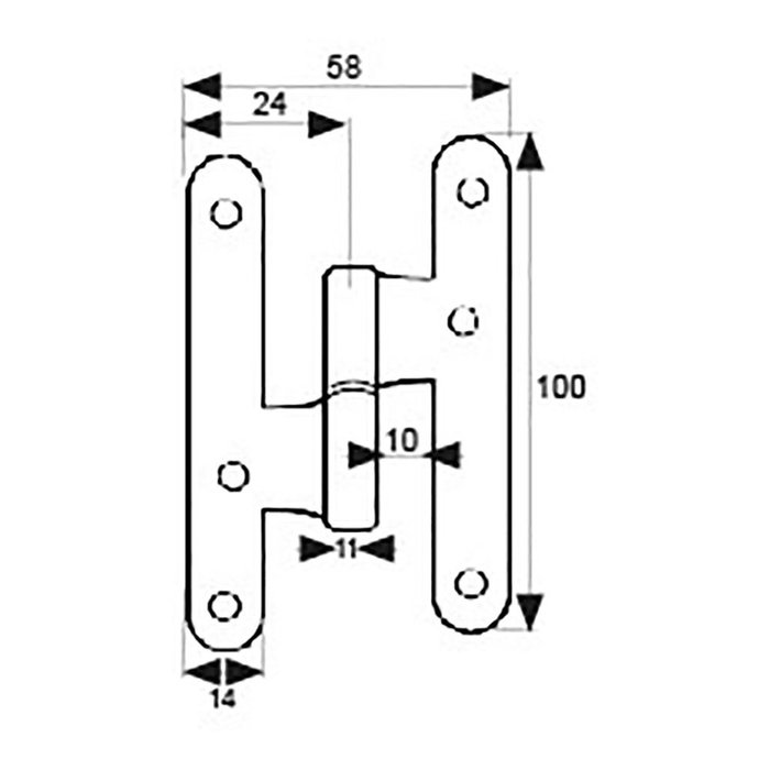 Charnière EDM 85480 PN04 Acier 100 x 58 mm Droite Charnière EDM 85480 PN04 Acier 100 x 58 mm Droite