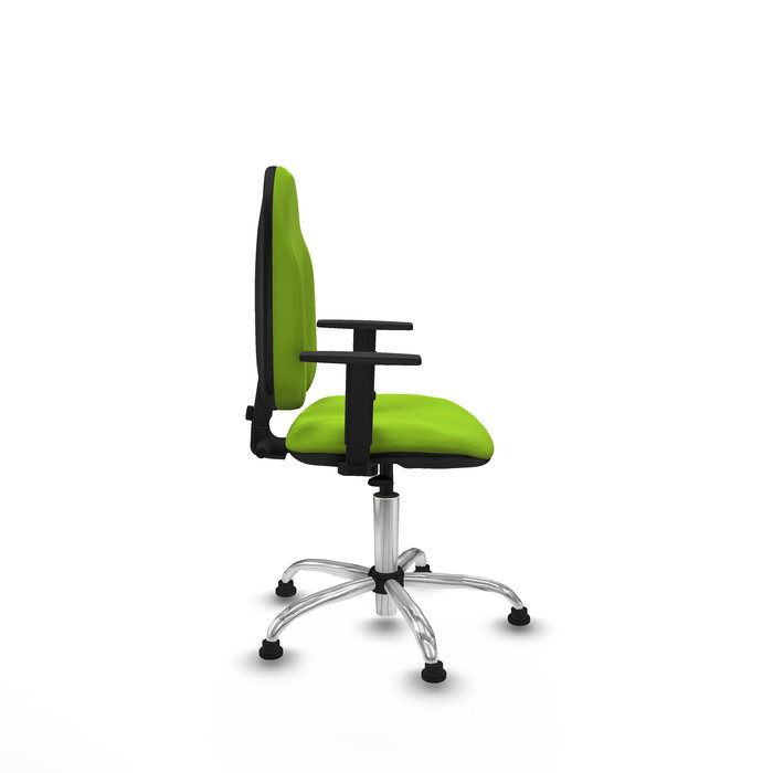 Chaise Algarra Contact permament de base Cuir écologique Vert pistache Structure chromée Accoudoir 1D Sans appui-tête Patins de chaises