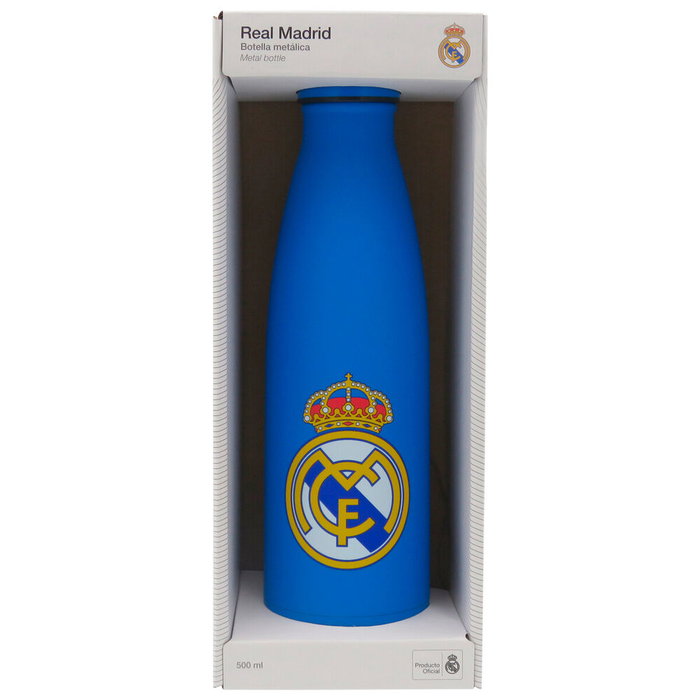 CYP BRANDS Gourde isotherme en acier inoxidable 500ml avec logo Real Madrid, maintient chaud 12h et froid 24h sans BPA, bouchon étanche