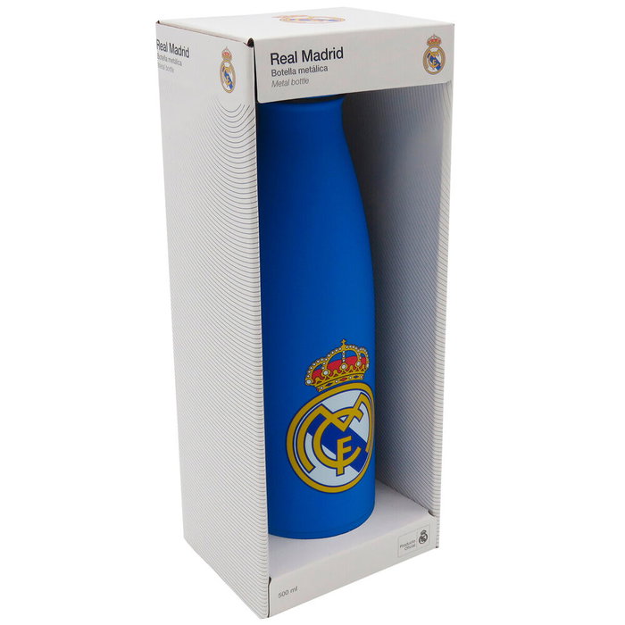 CYP BRANDS Gourde isotherme en acier inoxidable 500ml avec logo Real Madrid, maintient chaud 12h et froid 24h sans BPA, bouchon étanche