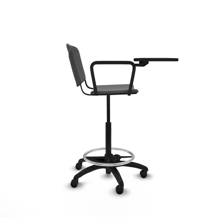 Tabouret Taburete Robledo Pivotant Chlorure de polyvinyle Gris foncé Structure polyamide noire Non applicable Sans appui-tête Roulettes autofreinées