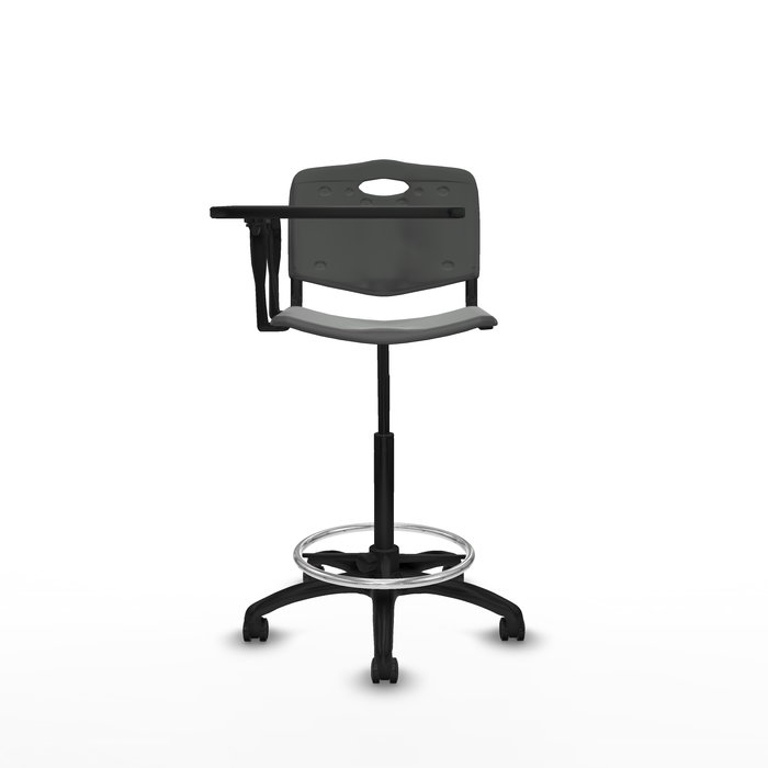 Tabouret Taburete Robledo Pivotant Chlorure de polyvinyle Gris foncé Structure polyamide noire Non applicable Sans appui-tête Roulettes autofreinées