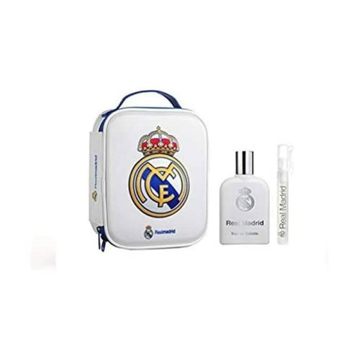 Air-Val Nécessaire de voyage Real Madrid avec Eau de Toilette 100 ml + vaporisateur de poche 10 ml pour hommes - Parfum adulte, emblème du club
