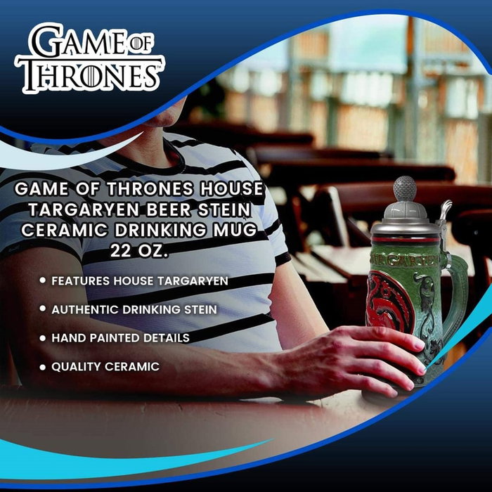 Sd Toys Tasse à bière Game of Thrones Céramique 600ml avec couvercle maison Targaryen Stark Lannister Sd Toys Tasse à bière Game of Thrones Céramique 600ml avec couvercle maison Targaryen Stark Lannister