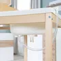 Roba Table à langer extensible avec baignoire coulissante Baby Pool et matelas à langer blanc - Bois naturel - 2 étagères - 6 roulettes - Norme EN 12221-1+2 - 100 x 83 x 56 cm
