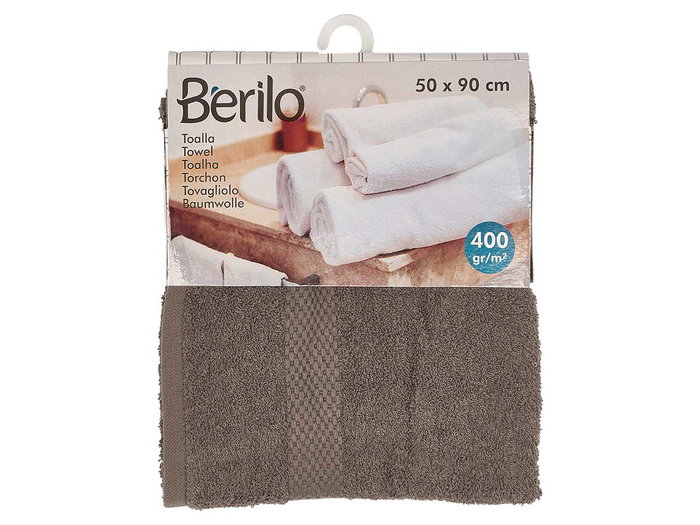 Berilo Serviette de toilette unie 50x90 cm Gris 400 g/m² 80% coton 20% polyester (Set de 24)
