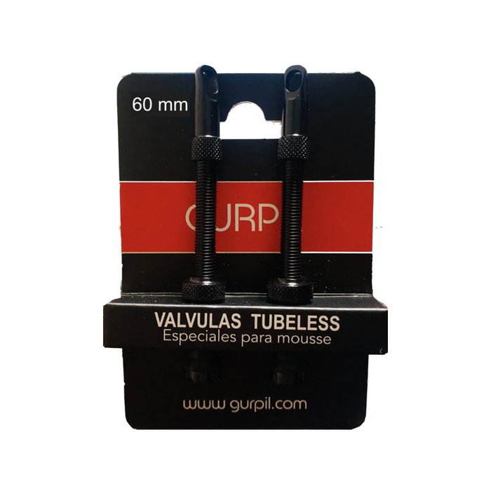 Gurpil Jeu de valves Presta tubeless 60mm ALU Noir Gurpil Jeu de valves Presta tubeless 60mm ALU Noir
