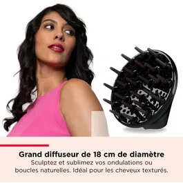 Revlon RVDR5373E Multistyler 4-en-1 pour cheveux texturés avec diffuseur, volumisateur, brosse et sèche-cheveux - 4 températures - Noir