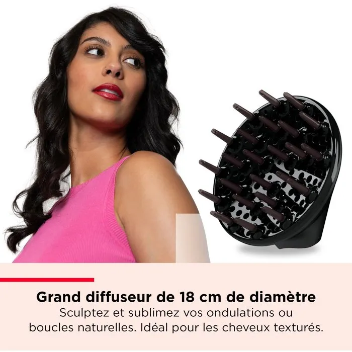 Revlon RVDR5373E Multistyler 4-en-1 pour cheveux texturés avec diffuseur, volumisateur, brosse et sèche-cheveux - 4 températures - Noir