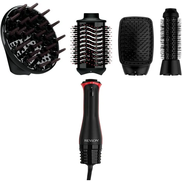 Revlon RVDR5373E Multistyler 4-en-1 pour cheveux texturés avec diffuseur, volumisateur, brosse et sèche-cheveux - 4 températures - Noir