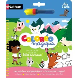 Nathan - Coloréo - Coloriage à l'eau pour enfants - Bébés animaux - Jeu éducatif sans taches à partir de 3 ans
