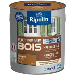 Ripolin Peinture Protection Extrême Bois Intérieur et Extérieur 2,5 L Satin RAL 800 - Résistance aux Chocs et Lessivage