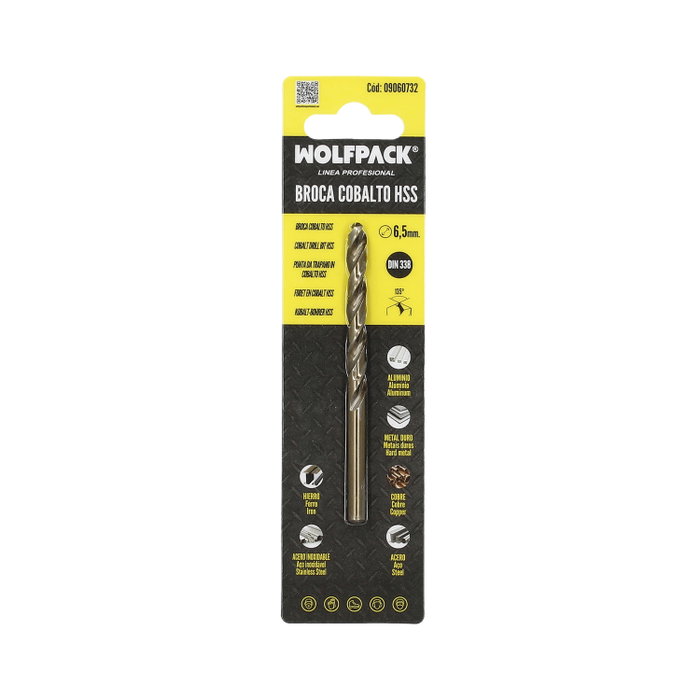 WOLFPACK LINEA PROFESIONAL Mèche Cylindrique Cobalt HSS 6,5 mm WOLFPACK LINEA PROFESIONAL Mèche Cylindrique Cobalt HSS 6,5 mm