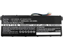 CoreParts Batterie pour Acer Aspire ES15, 48,64 Wh, 15,2 V, 3200 mAh, Noir