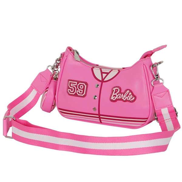 Barbie Sac à main bandoulière pour enfant Fancy 2.0 Varsity en PVC avec intérieur polyester, dimensions 6,5 x 23,5 x109 cm, âge minimum 3 ans
