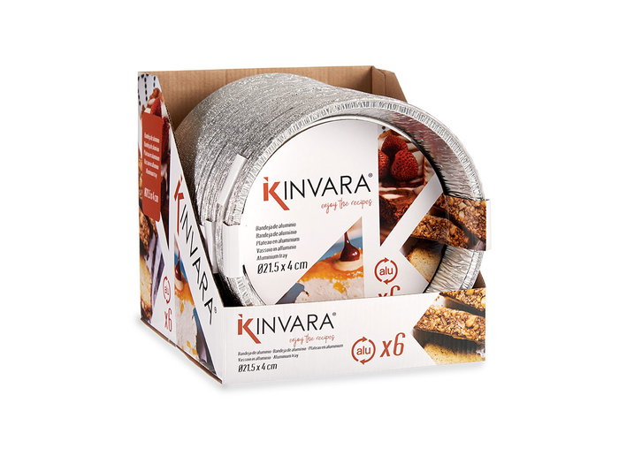 Kinvara Lot de 6 plateaux ronds en aluminium 21.5x21.5x5.5 cm, argent (Set de 24)
