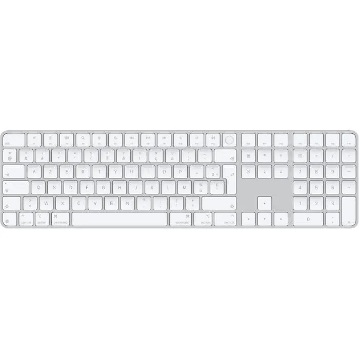 Apple Magic Keyboard avec Touch ID et pavé numérique pour Mac Apple Silicon - Clavier français AZERTY - Touches blanches Apple Magic Keyboard avec Touch ID et pavé numérique pour Mac Apple Silicon - Clavier français AZERTY - Touches blanches