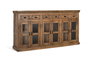 GINER Y COLOMER - Buffet haut en bois de manguier avec 6 portes vitrées et 6 tiroirs - Finition noisette - Dimensions : 72x37x? cm