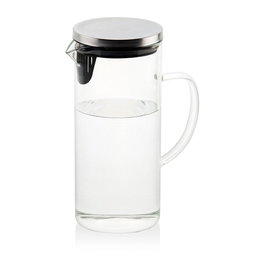 Andrea House Jarre en verre avec couvercle métallique 1,5 l 17 x 9,5 x 22,5 cm