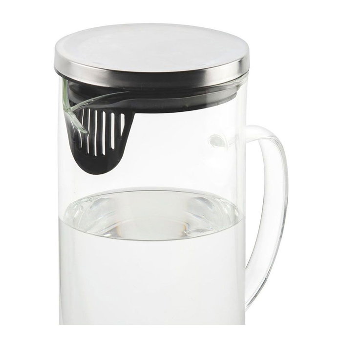 Andrea House Jarre en verre avec couvercle métallique 1,5 l 17 x 9,5 x 22,5 cm