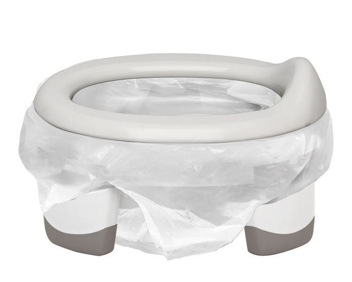 KioKids Reductor WC pliable pour enfants - Siège d'apprentissage de la propreté, adaptateur universel pour toilettes ou pot avec 6 sacs absorbants inclus, blanc