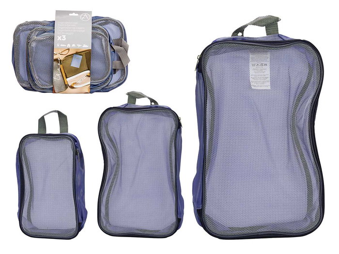 Arte Regal Lot de 3 sacs de voyage gris en tissu 37x2x23 cm (Set de 12) Arte Regal Lot de 3 sacs de voyage gris en tissu 37x2x23 cm (Set de 12)