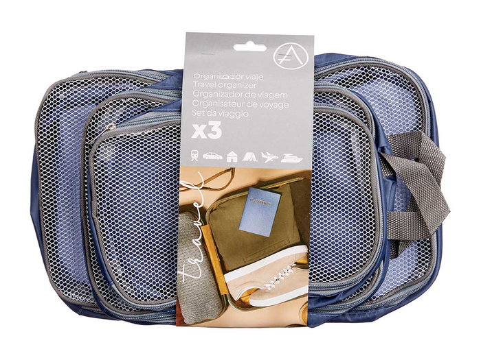 Arte Regal Lot de 3 sacs de voyage gris en tissu 37x2x23 cm (Set de 12) Arte Regal Lot de 3 sacs de voyage gris en tissu 37x2x23 cm (Set de 12)