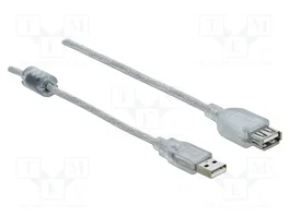 DELOCK Câble USB 2.0 A vers A, 1m, transparent