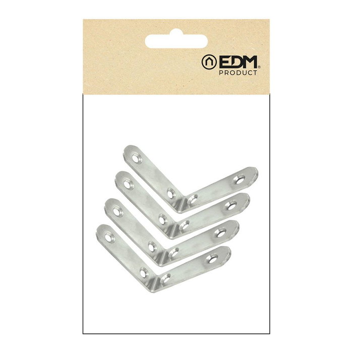 Edm AN24 - Équerre de renfort en acier zingué, 60 x 60 x 19 mm, lot de 4 Edm AN24 - Équerre de renfort en acier zingué, 60 x 60 x 19 mm, lot de 4