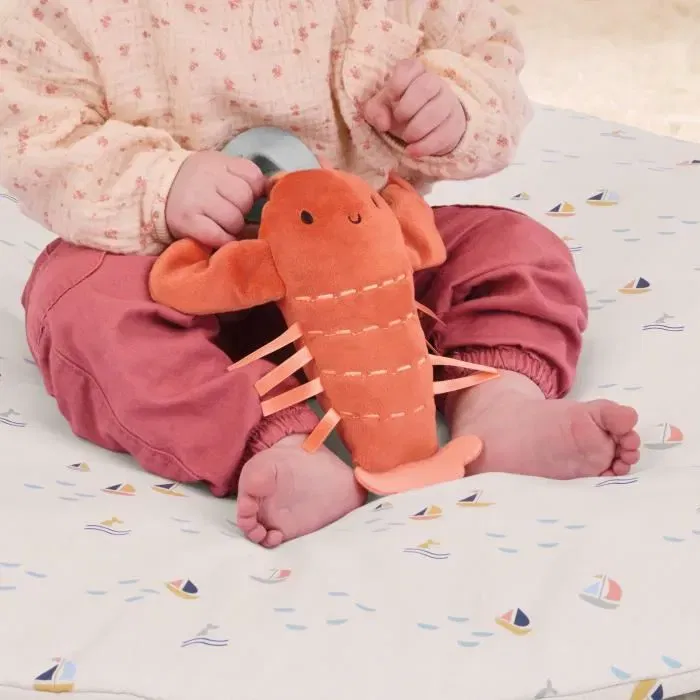 Ingenuity Tapis d'éveil réversible évolutif Cozy Spot Bébé 0-36 mois, Marin, 5 jouets, miroir, coussin, arche pliable bois, lavable machine