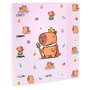 LOVELY STORY - Classeur à anneaux Capibara, 4 anneaux, couverture rigide, 4 intercalaires, pochette PVC, 28x32x3.8 cm